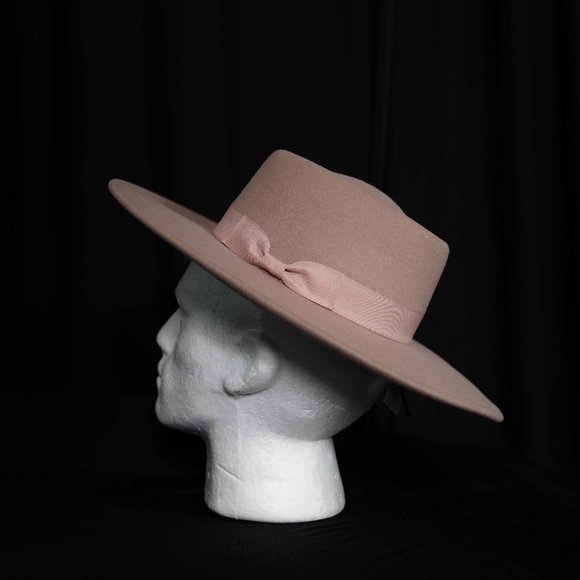 Camel Wide Brim Fedora Boater Hat - Picture 2 of 6